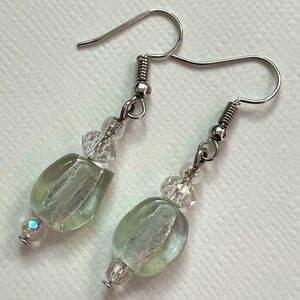 Handcrafted Glass Lampwork Bead Earrings | Clear And AB Glass Handmade Earrings